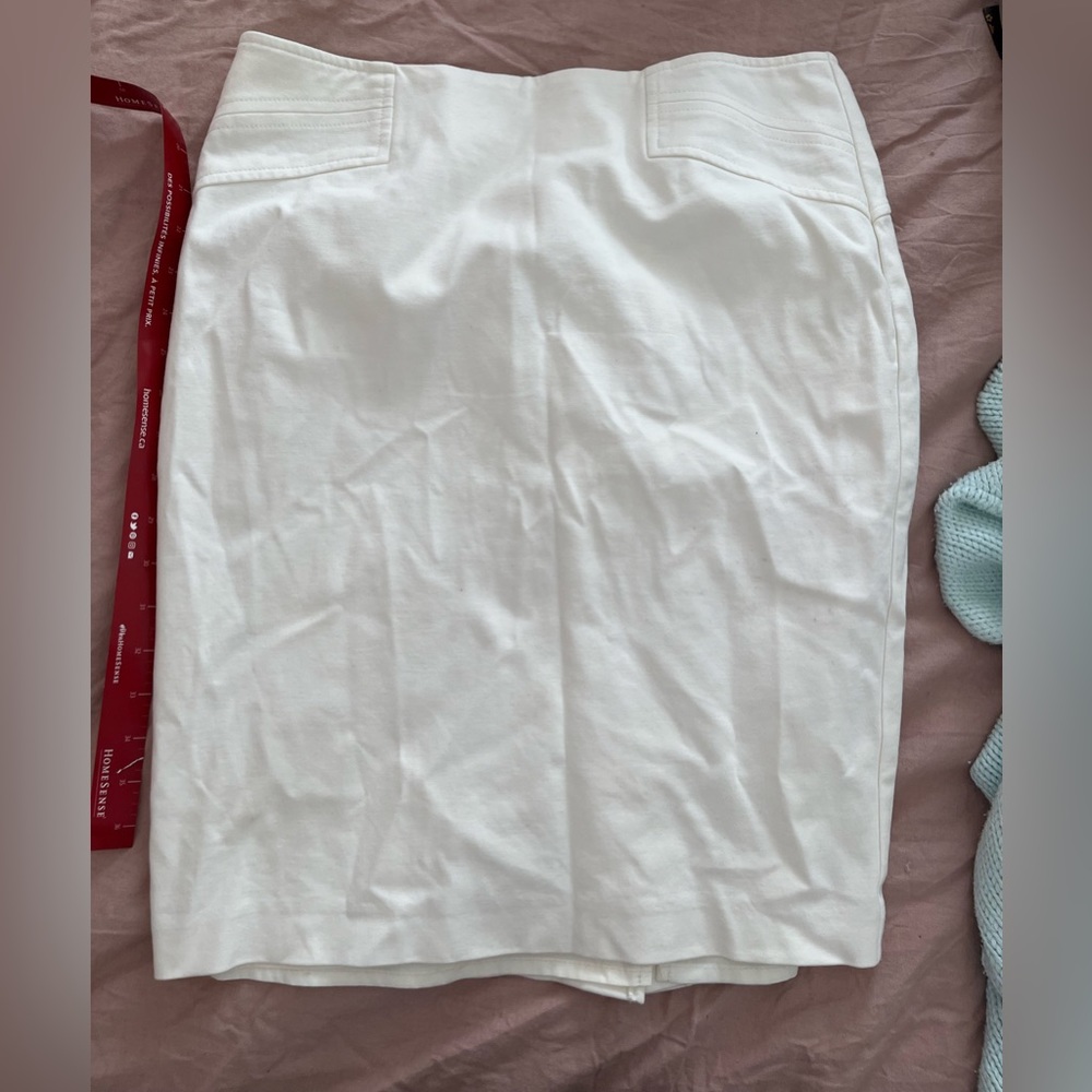Pretty Cream Pencil Skirt from Le Chateau